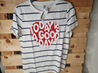 T-shirt blanc ligné marine - photo 7