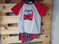 Pyjama short rouge et gris - photo 7