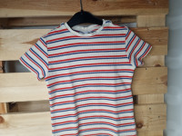 T-shirt ecru ligné rouge - photo 7