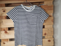 T-shirt blanc ligné marine - photo 7
