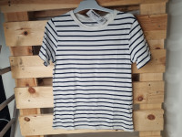 T-shirt blanc ligné marine - photo 7