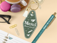 Duo paillettes porte clé + stylo - Merci beaucoup - photo 7