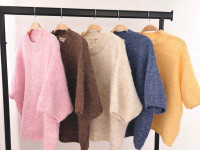 Pull manches courtes en maille beige - 26296 - photo 7